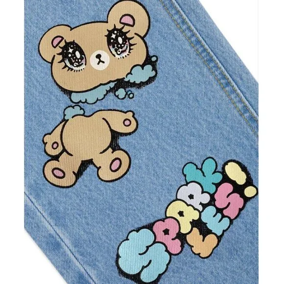 ULTRA RARE, BNWOT Teddy Fresh x Yurie Sekiya Printed Denim Jeans - Picture 4 of 9